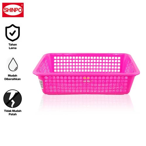 [EZM.6500132] SHINPO Tempat Surat Serbaguna Bakul Segi Crown Multipurpose Box Ukuran S SPO-SIP-821-S buah pink Plastik