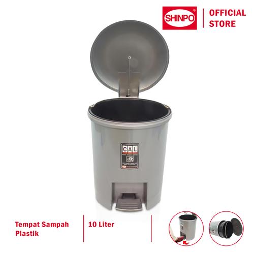[EZM.6500151] SHINPO Tempat Sampah Plastik 10 L Dengan Injakan Chip Dustbin SPO-SIP-840S Abu-Abu ember