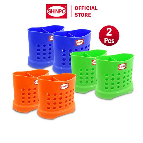 [EZM.6500188] SHINPO COMBO 2 Tempat Sendok Plastik 2 Sekat Shinseihin Cutlery Holder Serbaguna SPO-SIP-415 hijau