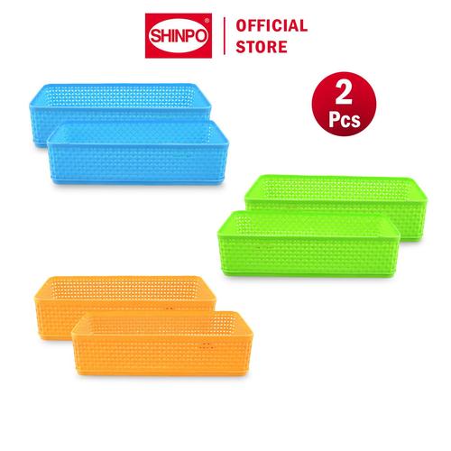 [EZM.6500205] SHINPO COMBO 2 Keranjang Penyimpanan 26.5 x 13 CM Bakul Segi Multipurpose Basket SPO-SIP-353 pink plastik