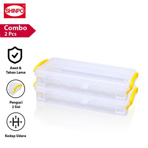 [EZM.6500226] SHINPO Kotak Serbaguna Plastik COMBO 2 Pcs Tempat Penyimpanan Masker / Pensil Kawaii Multipurpose Case Box Wadah Serbaguna CMB02-SPO-SIP-204-KAWAI-CLEAR