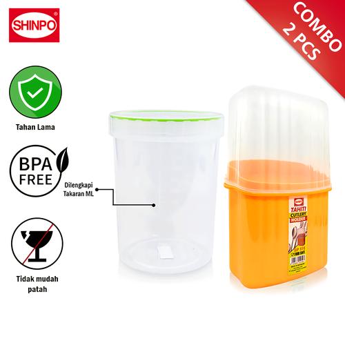 [EZM.6500233] SHINPO Toples Serbaguna Hijau & Tempat Sendok Tahiti Orange Plastik