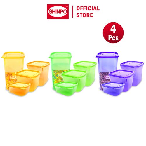 [EZM.6500240] SHINPO Toples Plastik 4 Pcs S / M / L / XL Boccadillo Food Storage Wadah Makanan Tempat Cemilan 4X-SPO-SIP-304