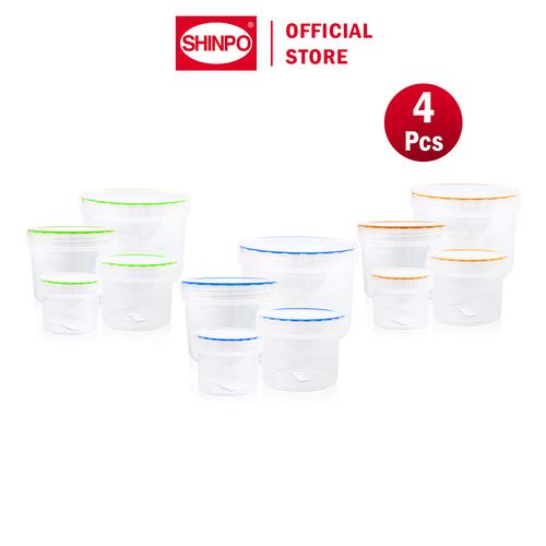 [EZM.6500241] SHINPO Toples Plastik 4 Pcs S / M / L / XL Nest Food Storage Wadah Makanan Tempat Cemilan 4X-SPO-SIP-351