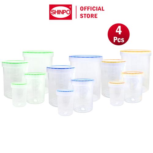 [EZM.6500242] SHINPO Toples Plastik 4 Pcs S / M / L / XL Keep Food Storage Wadah Makanan Tempat Cemilan 4X-SPO-SIP-352