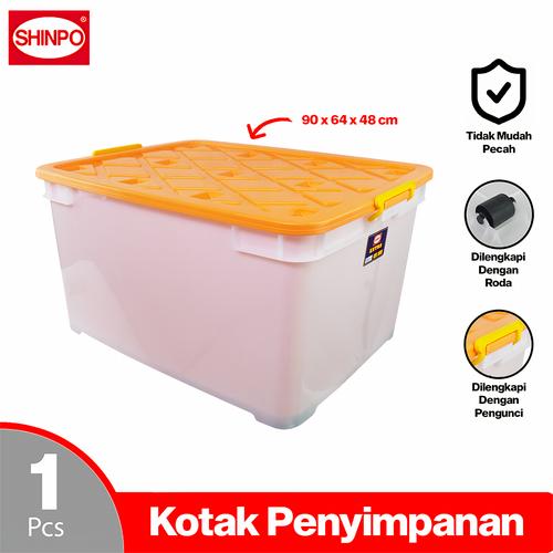 [EZM.6500251] SHINPO Kontainer Plastik Dengan Roda Extra Container Box Kotak Penyimpanan SPO-SIP-126-CB-195 Orange