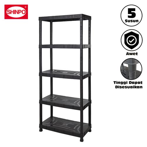 [EZM.6500326] SHINPO Rak Plastik Serbaguna Zeus Multipurpose Plastic Shelf SPO-SIP-889-5 Hitam