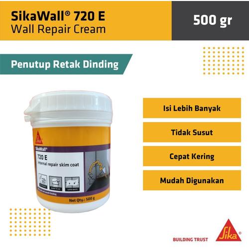 [EZM.6700066] SikaWall 720E Repair Cream Dempul Plamir Perbaikan Tambal Dinding Retak 500gr
