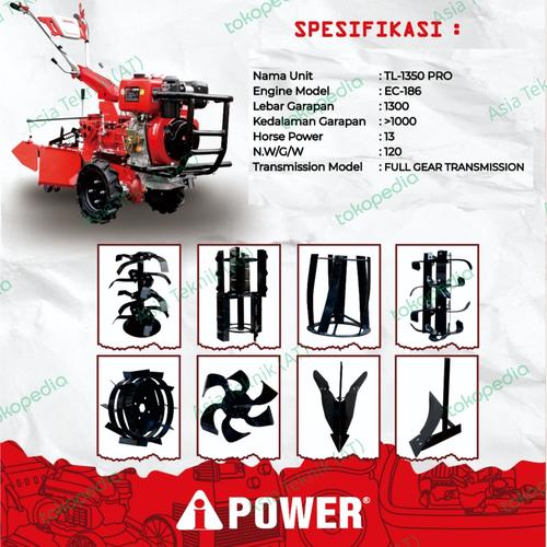 [EZM.1390223] Mesin Cultivator Bajak Sawah Diesel iPower Heavy Duty Terbaik