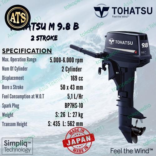 [EZM.1390267] Tohatsu Mesin Tempel Outboard 9.8 PK 2 Tak Made In Japan Original