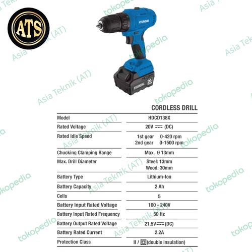 [EZM.1390458] MESIN BOR BATERAI HYUNDAI CORDLESS DRILL BOR BETON TERBAIK