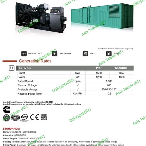 [EZM.1390863] Genset silent 1500 kva Cummins Original Stamford
