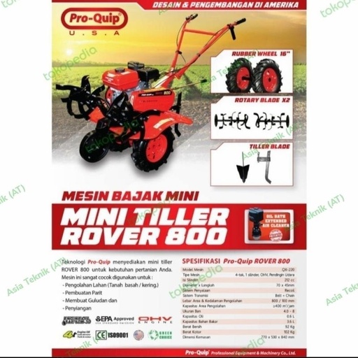 [EZM.1391390] Mesin cultivator traktor bajak sawah ProQuip Rover 800. tiller terbaik