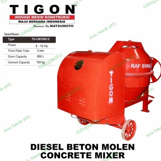 [EZM.1391412] Mesin molen pengaduk semen 850 liter / Molen diesel concreter mixer