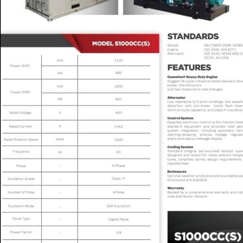 [EZM.1392098] genset silent cummins 1000 kva heavy duty