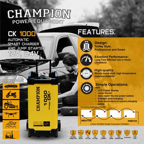 [EZM.1400016] Charger Aki Mobil Truck 1000 Ampere 12V 24V Champion CK1000 USA Technology