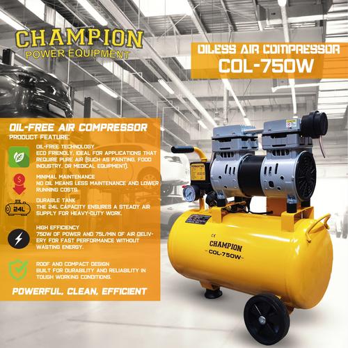 [EZM.1400018] Kompresor Oilles Mini Champion COL-750W USA Technology / Kompresor Oilles Tanpa Oli