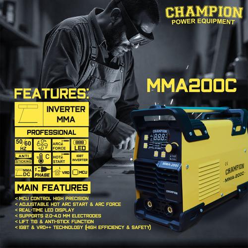 [EZM.1400025] Mesin Las Inverter 200 Ampere Champion MMA 200 U.S.A Technology