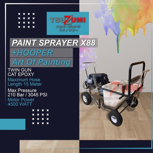 [EZM.1400106] Electric Airless Paint Sprayer TSUZUMI  X88 + Hopper