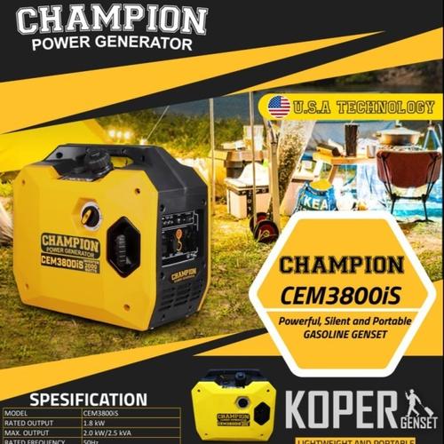 [EZM.1400128] Genset pure sinwave 2000 watt Champion CEM3800iS USA Technology