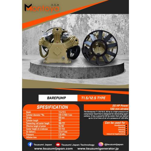 [EZM.1400159] Bare Pump MONTOYA Kepala Kompresor angin 20 hp T-1.5/12.5
