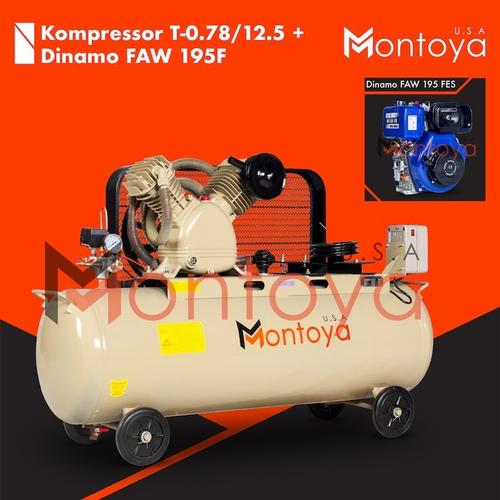 [EZM.1400228] Kompresor Angin 10 Hp 7,5 Kw + Engine Diesel FAW 195FES MONTOYA U.S.A