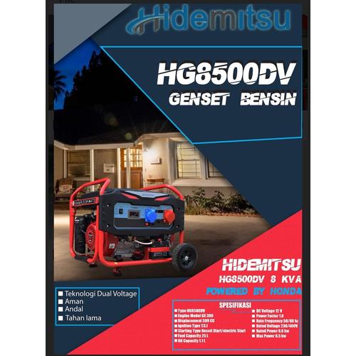 [EZM.1400304] Genset Open Honda 6000 6500 Watt HIDEMITSU HG8500DV