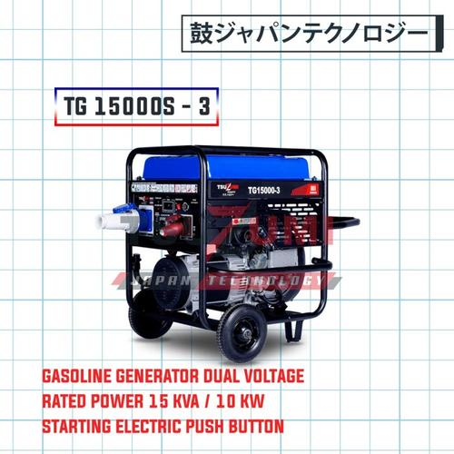 [EZM.1400452] Genset Open Dual Voltage 10000 Watt Tsuzumi TG15000-3 Japan Technology