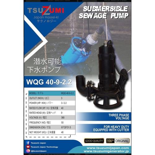 [EZM.1400461] Submersible Pump / Pompa Air 3 Inch 3 Phase Tsuzumi WQG 40-9-2.2