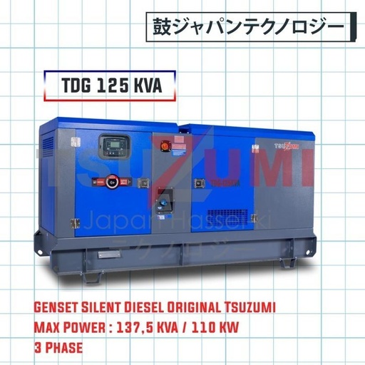 [EZM.1400482] Genset Silent TDG 125 KVA 100000 Watt 3 Phase Technology Tsuzumi Japan