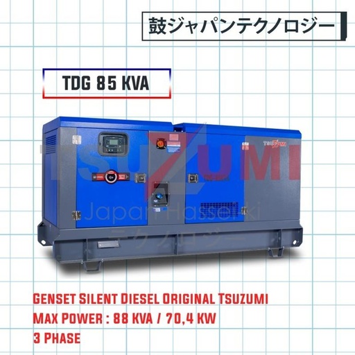 [EZM.1400487] Generator Set 68000 Watt 3 Phase TDG 85 KVA By Tsuzumi Japan