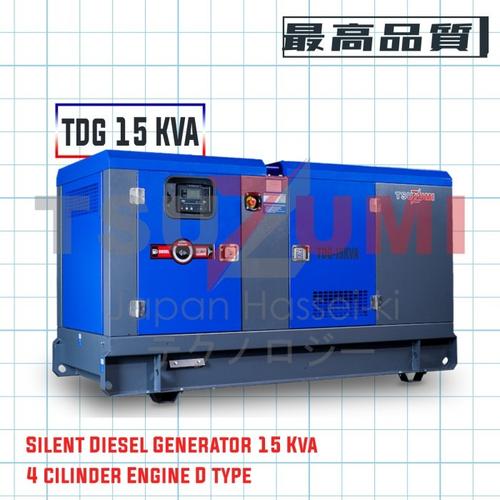 [EZM.1400492] Genset Silent Diesel 15 KVA 3 Phase Tsuzumi TDG 15 KVA Made Japan