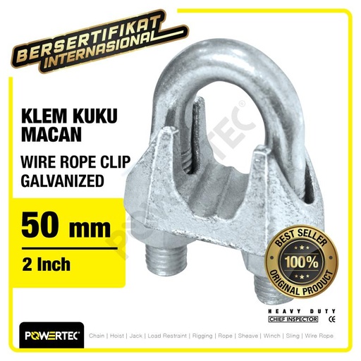 Wire Rope Clip / Klem Seling Kuku Macan Galv 50mm - 2" POWERTEC