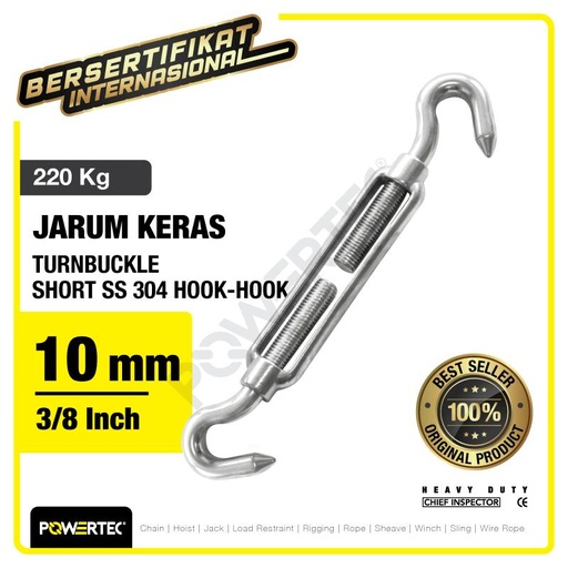 Turnbuckle / Jarum Keras SS Hook & Hook M10 Span Skrup Short POWERTEC