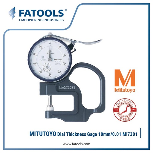 [EZM.0803027] MITUTOYO 7301 Dial Thickness Gauge 10mm/0.01 Ukur Ketebalan