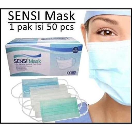 [EZO.9600036] SENSI MASKER FACE MASK 3PLY EARLOOP DEBU DUST BISA GOJEK GRAB