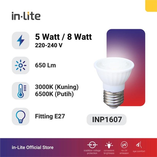 [EZM.1260089] InLite LED Spotlight Lampu Sorot INP1607 Fitting E27 5-8 watt