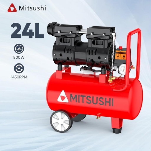 [EZM.1460177] Mitsushi Kompresor Angin Oil Free 24L 800W Air Compressor MYSJ624L Kompresor Udara
