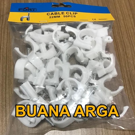 [EZM.1500682] Klem Kabel Putih Paku Beton Clamp Cable Clip FORT 50pcs size 12-22