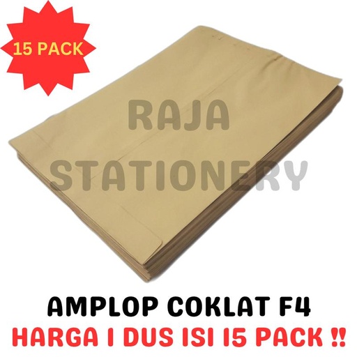 [EZO.1050090] AMPLOP COKLAT FOLIO F4 BROWN ENVELOPE KRAFT NON SEAL AMPLOP COKELAT KARTON DUS [15PACK]