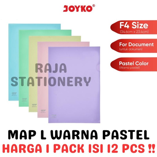 [EZO.1050173] JOYKO CLEAR SLEEVE F4 PASTEL COLOUR DOCUMENT FOLDER MAP L F4 DOKUMEN FOLIO CS-11-F4 LUSIN PACK [12PCS]