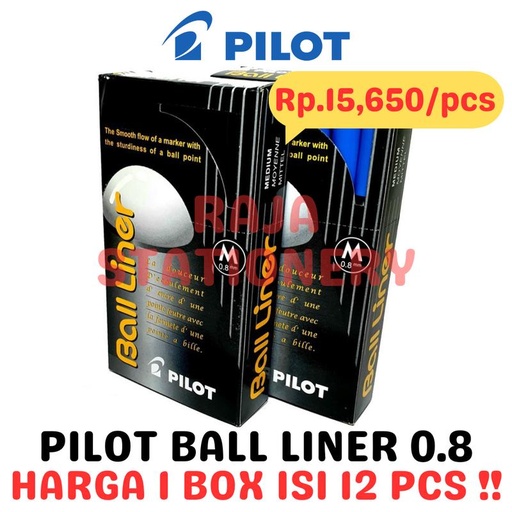[EZO.1050257] PILOT BALL LINER 0.8 MEDIUM TIP LUSIN [12 PCS] BLACK BLUE RED GREEN PULPEN PEN BOLPEN PILOT BALLLINER 0.8 HITAM BIRU MERAH HIJAU LUSIN [12 PCS]