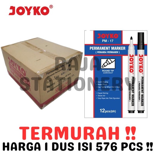 [EZO.1050392] JOYKO PERMANENT MARKER BLACK BLUE RED SPIDOL PERMANEN HITAM BIRU MERAH JOYKO KARTON [DUS]