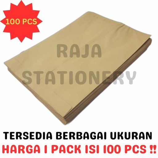 [EZO.1050431] Amplop Coklat A4 F4 1/2 Folio Kabinet Brown Envelope PACK 100PCS