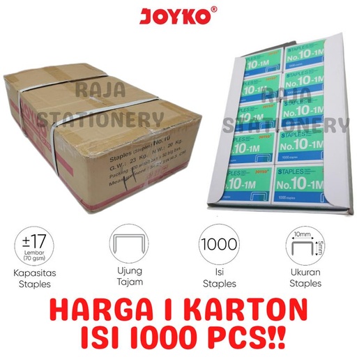 [EZO.1050492] STAPLES JOYKO NO.10 KECIL ISI HEKTER STAPLER STEPLER KECIL NO.10-1M KARTON BOX [1000PCS]
