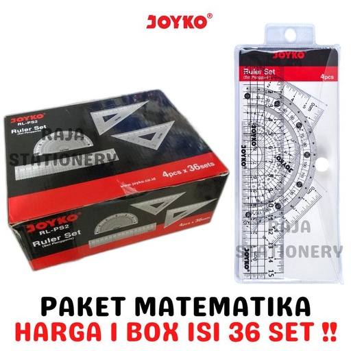 [EZO.1050493] JOYKO RULER SET PROTRACTOR RULER PAKET PENGGARIS BUSUR JOYKO 4PCS MATH SET MATEMATIKA RL-PS2 BOX [36SET]