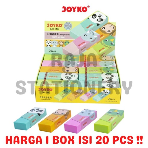 [EZO.1050511] JOYKO ERASER KID PENGHAPUS JOYKO BESAR MOTIF HEWAN LUCU ER-116 [20PCS]