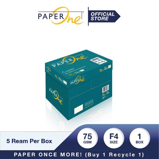 [EZO.7100001] PaperOne Kertas Fotocopy F4 75gr - 1 Box = 5 Ream B2B