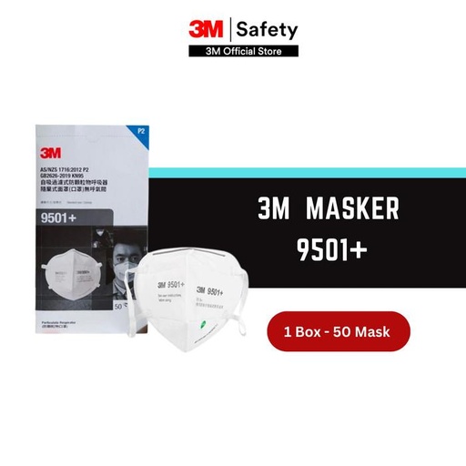 [EZR.0900105] 3M 9501+ Masker KN95 Particulate Respirator P2 - 1 Box isi 50 Masker