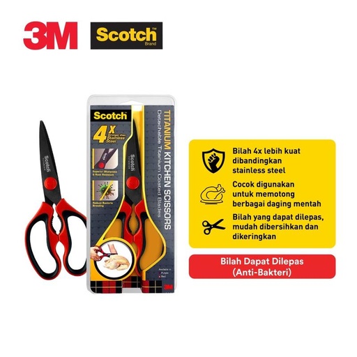 [EZR.0900263] Scotch 3M Gunting Dapur  Gunting Makanan KS-DTR - Merah, 9"